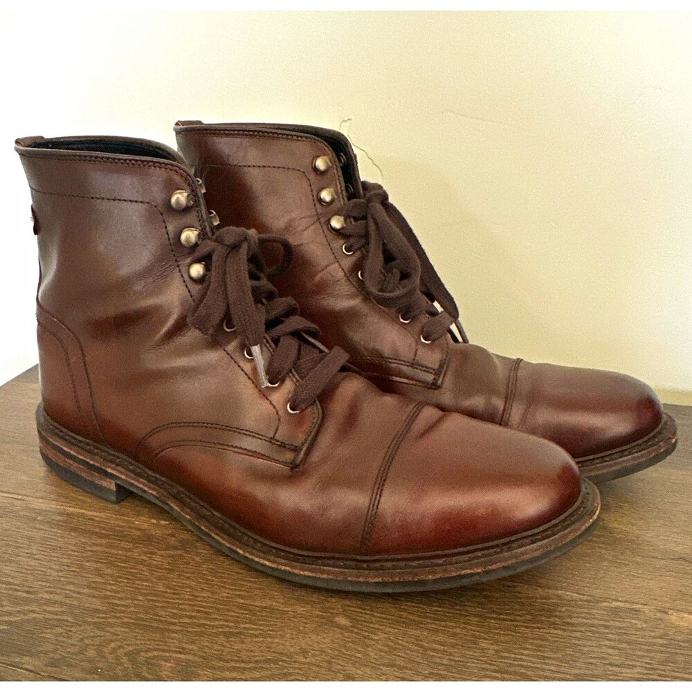 Allen Edmonds Men’s Brown Leather Landon Cap Toe Lace-Up Ankle Boots Size 10 D